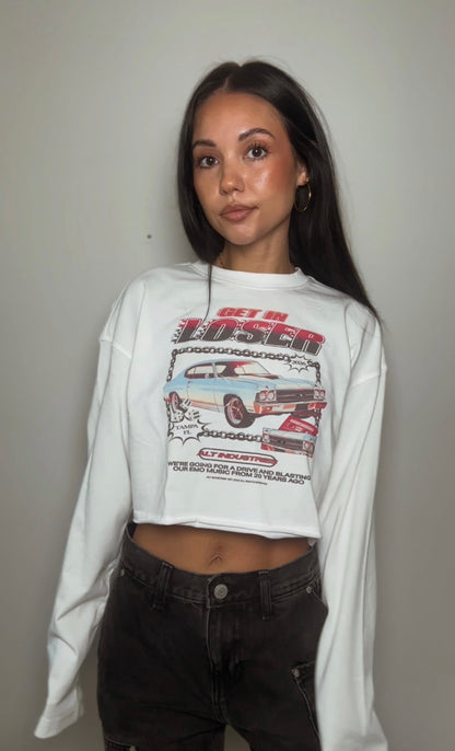 GET IN LOSER "PREMIUM" WOMENS LONG SLEEVE CROP TEE